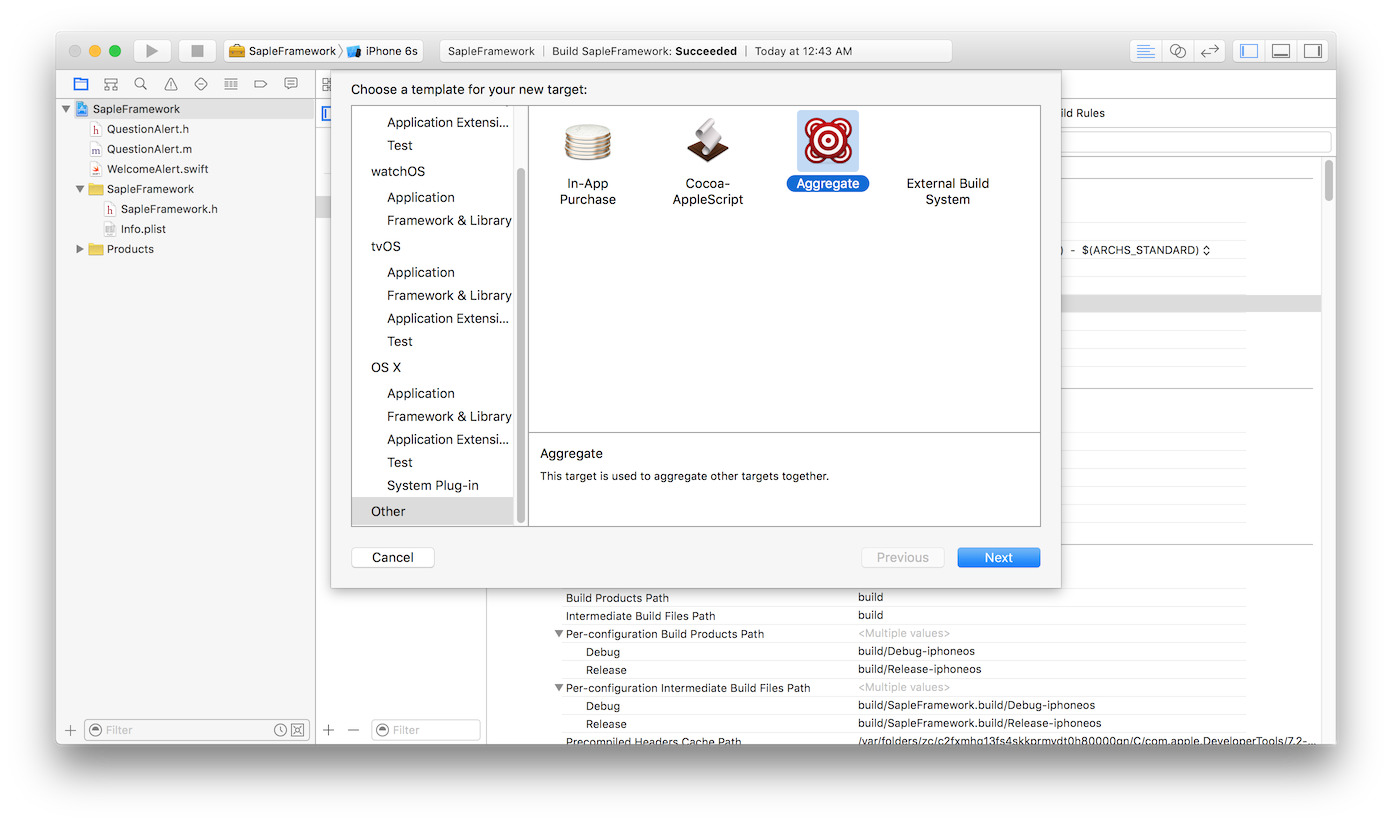 iOS universal framework - Aggregate